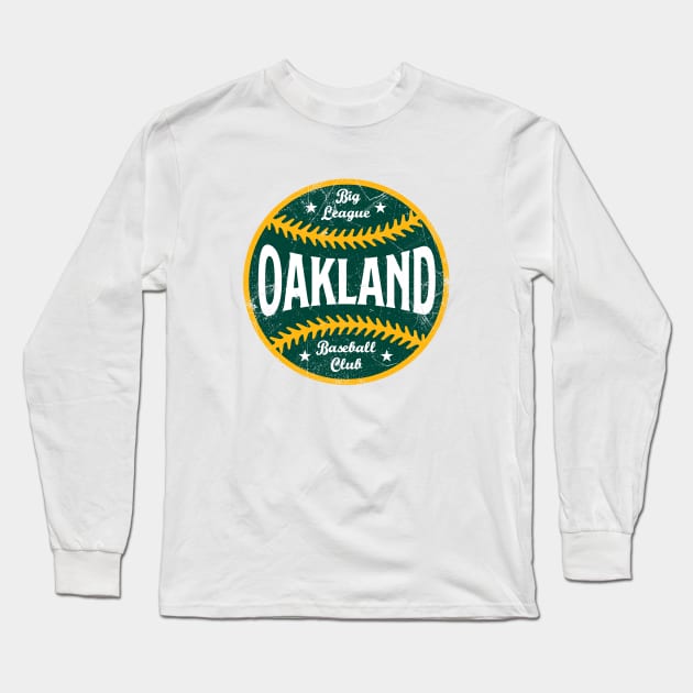 Oakland Retro Big League Baseball - White Long Sleeve T-Shirt by KFig21